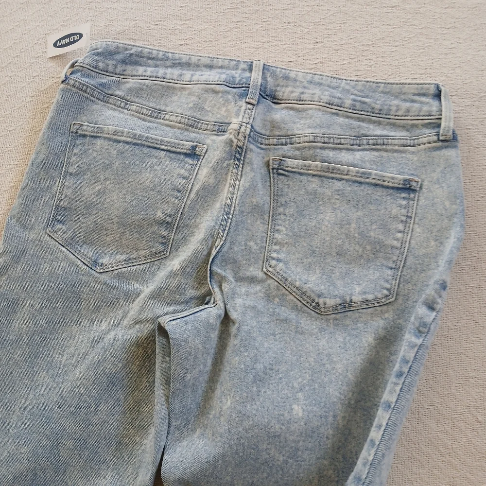 old navy ♡ rockstar super skinny mid rise jeans 12 acid wash retro vintage wash